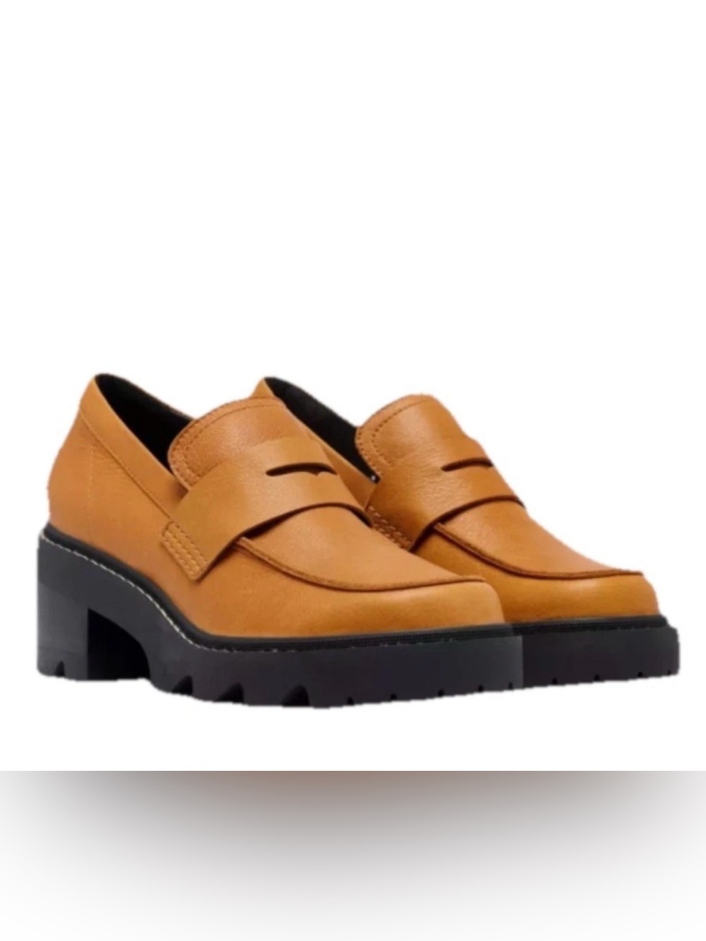 SOREL Joan Now City Loafer Chunky Platform Canyon Gold Black 7